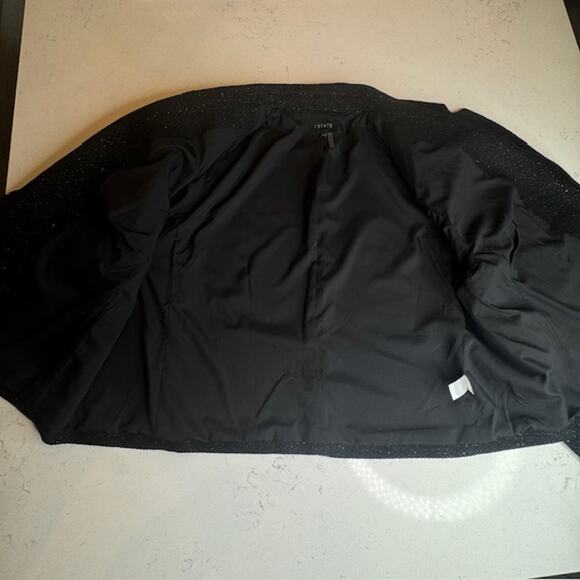 Womens Elevated Basic Cropped Tweed Blazer Sz 22W Black Gold Flecks Jacket - Picture 13 of 16